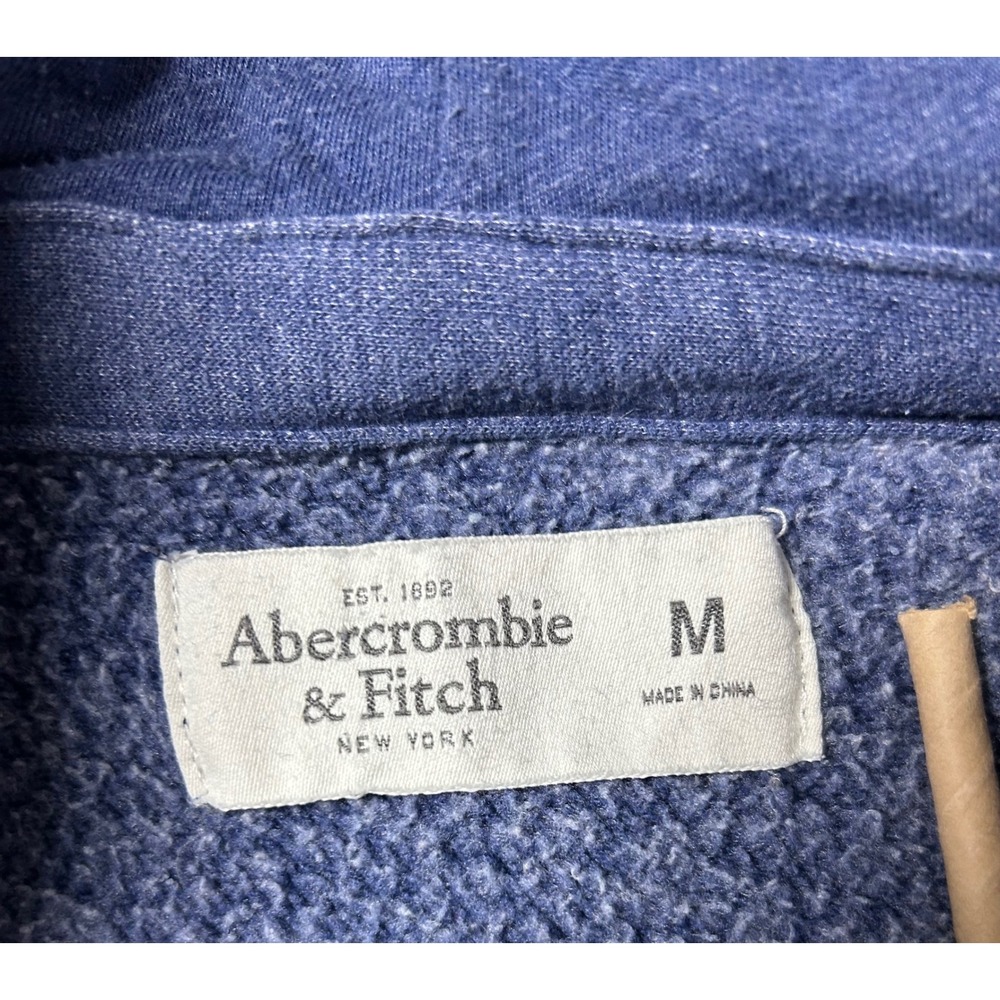 Abercrombie & Fitch Mens Full Zip Hoodie Blue Applique Logo Sweatshirt Medium - Picture 5 of 13
